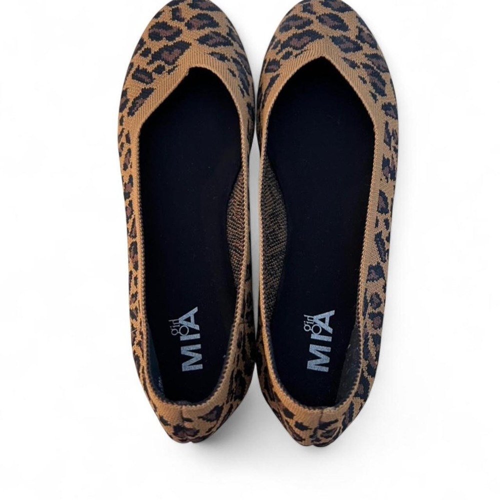 MIA Kerri Leopard‎ Print Knit Ballet Flats NWOT Women's Size 8